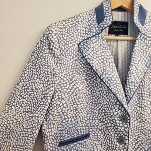 Bariloche Medium Spain Blazer Jacket Cotton Blue Polka Dots Buttons Formal Coat